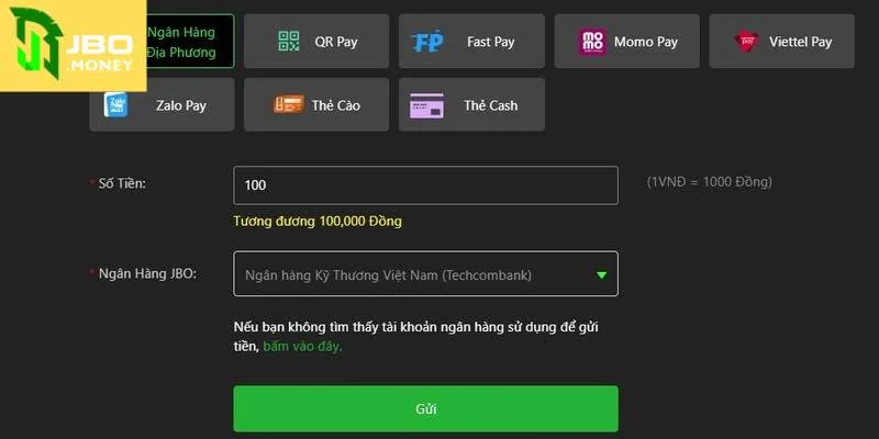 Hướng Dẫn Nạp Tiền JBO Chi Tiết Qua 5 Kênh Khác Nhau 2 Các bước nạp tiền JBO nhanh chóng đầy đủ nhất dành cho newbie